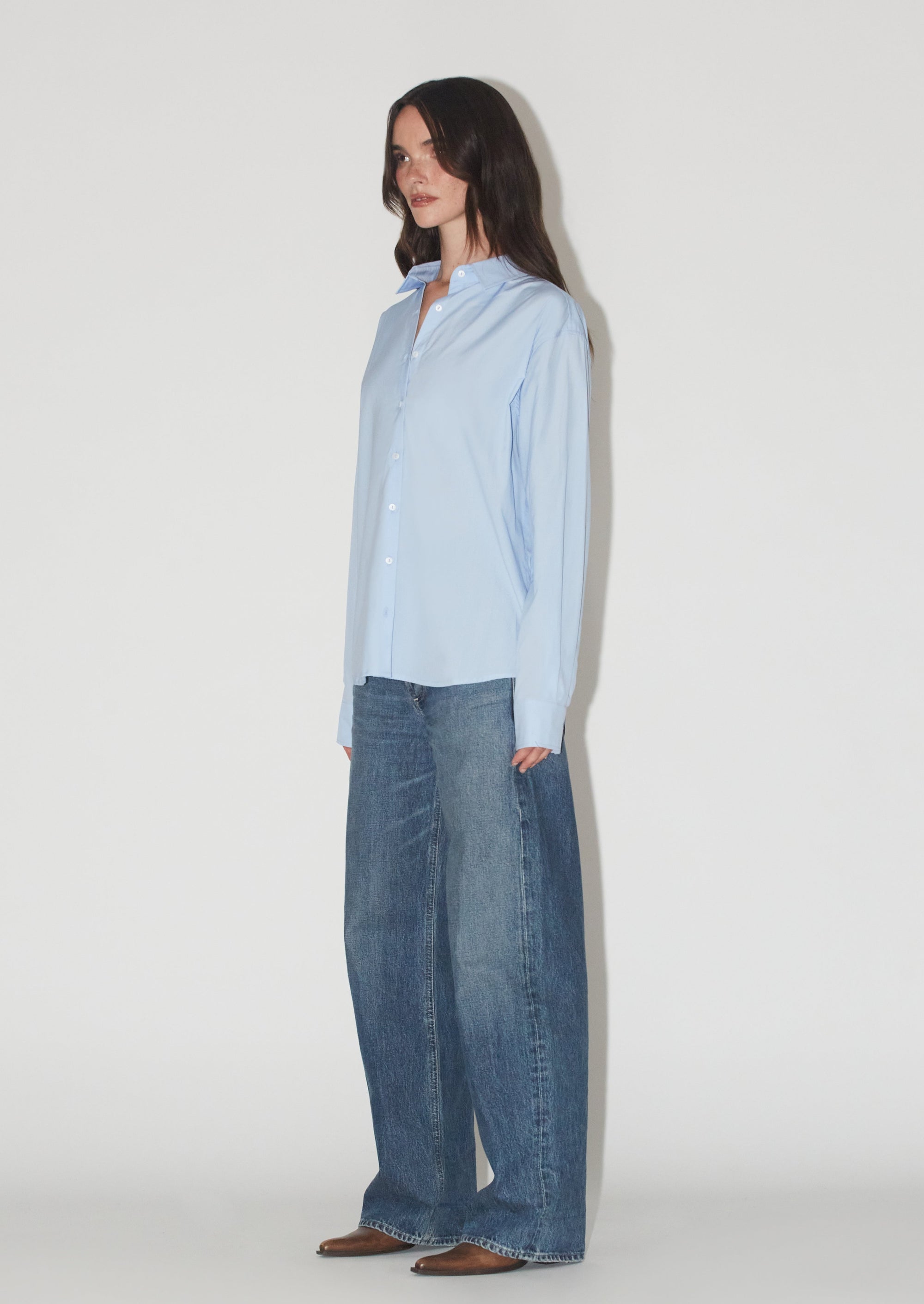 Oxford Shirt and Wide Leg Jeans